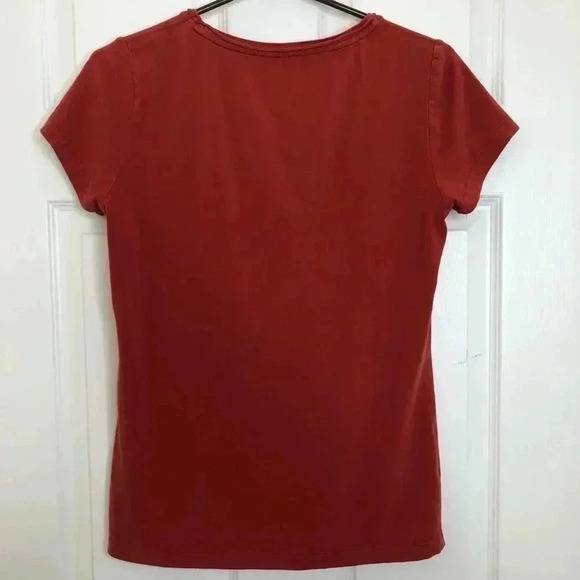 Olsen Short Sleeved  Shirt V-Neck Orange Size Small - Picture 9 of 16